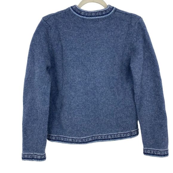 Vintage Wool V-neck Sweater Nordic Pastel Blue Boxy Soft - Picture 2 of 6